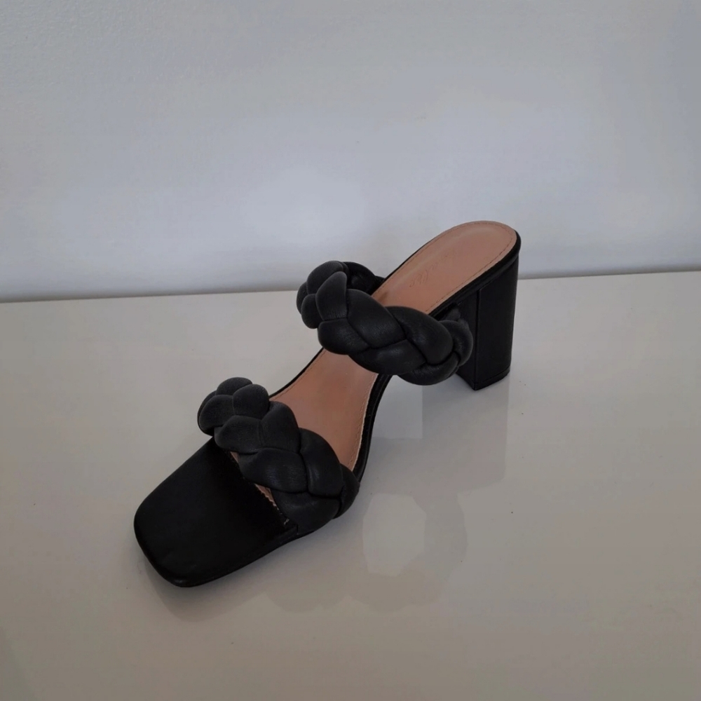Envy Size 39 Uk 6 Black 'Knot To Miss' Braided Faux Leather Heel Sandals, Mules. - Picture 10 of 14